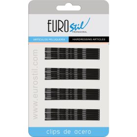 Eurostil 01611/50 Hullámcsat Fekete 7cm Egyenes 24db