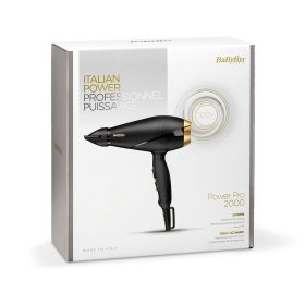   BaByliss Power Pro Hajszárító 2000W, AC motor, fekete-arany kivitel 6704E