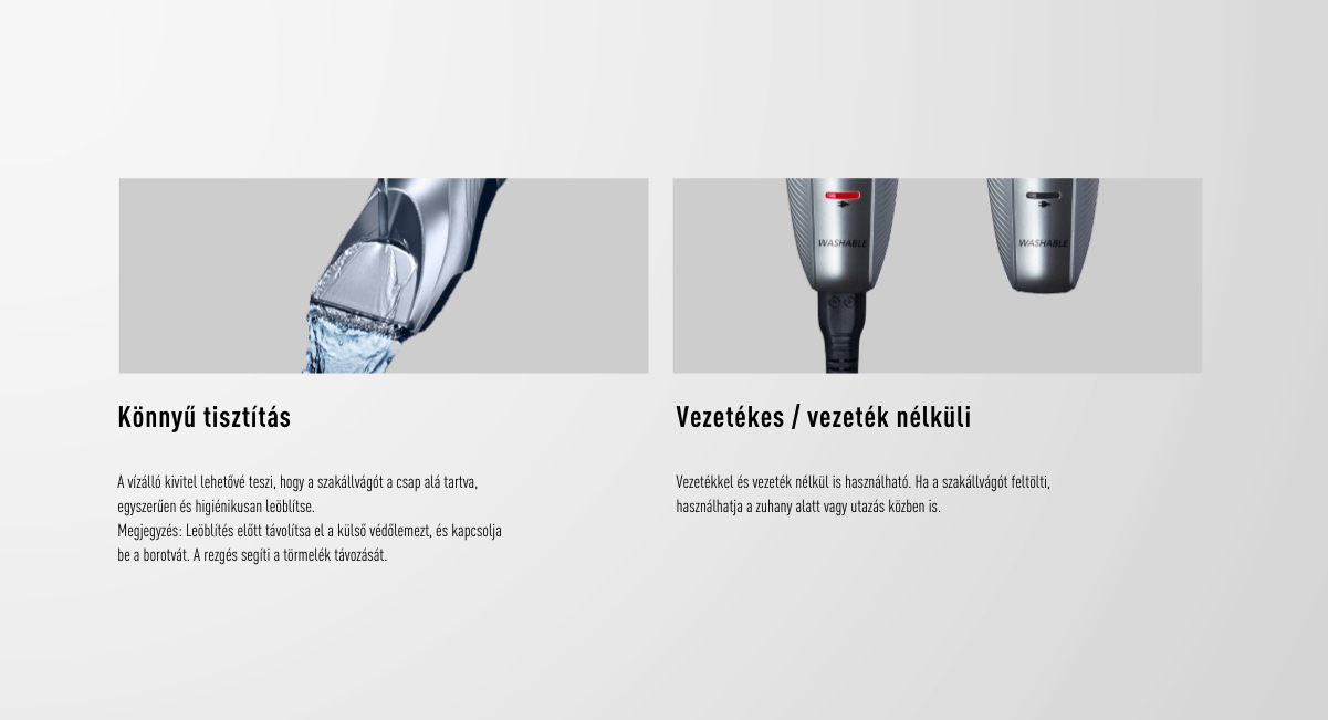 Könnyű tisztítás.  Vezetékes / vezeték nélküli